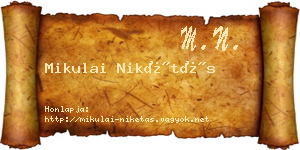 Mikulai Nikétás névjegykártya